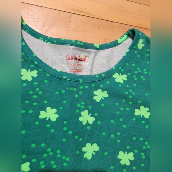 Cat & Jack Girls Green Shamrock Dress St. Patrick’s day 14/16 XLarge 3/4 Sleeve - Picture 7 of 7